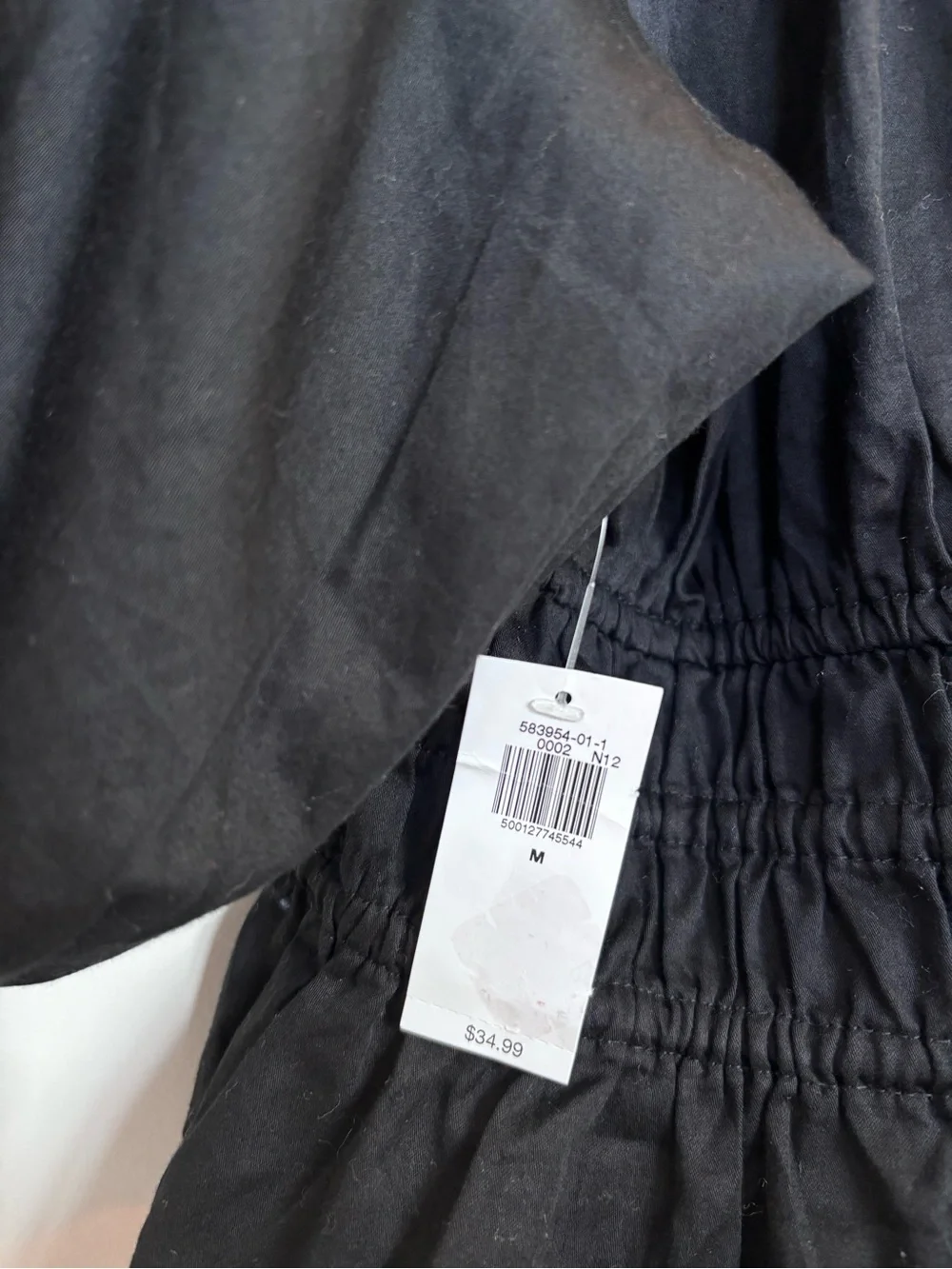 Old Navy Black Peasant Top with Smocked Waist